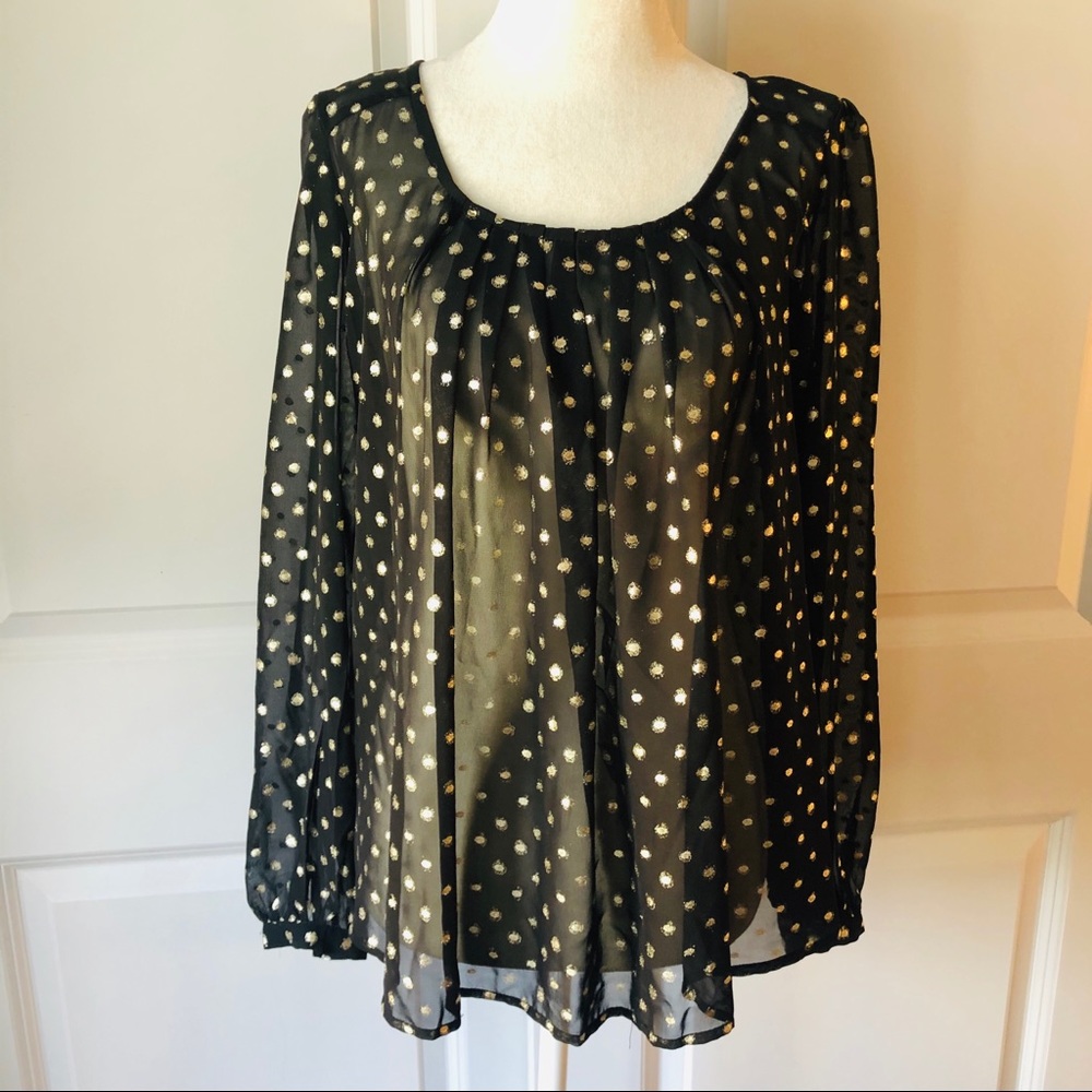 Forever 21 Black and Gold Polka Dot Top